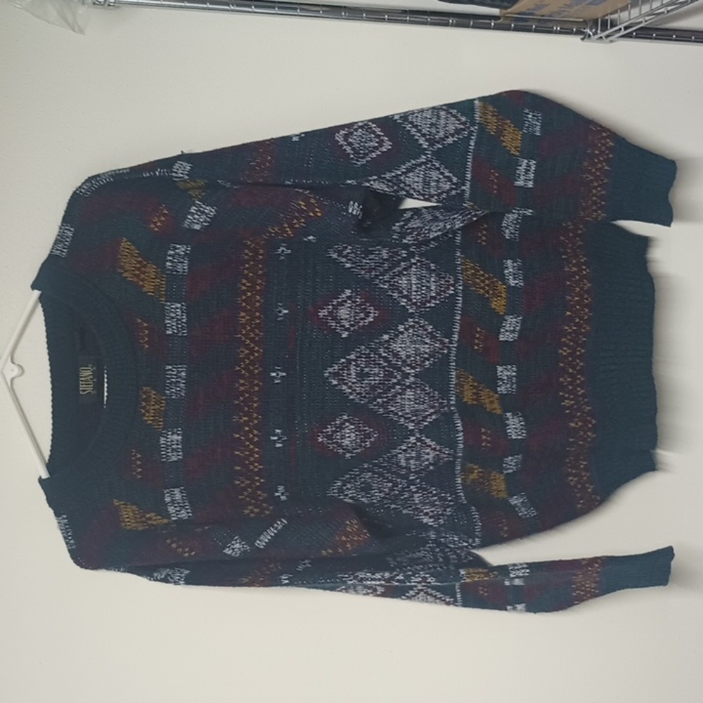 Vintage 90s Abstract Knit Sweater Mens Medium Colorful